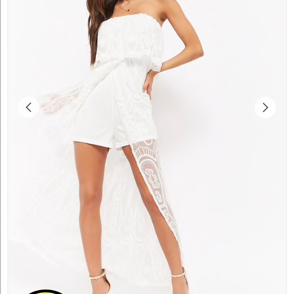 Sheer Embriodered White Maxi Romper